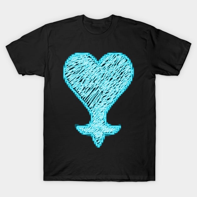 Heartless 8bit style blue neon T-Shirt by findingNull